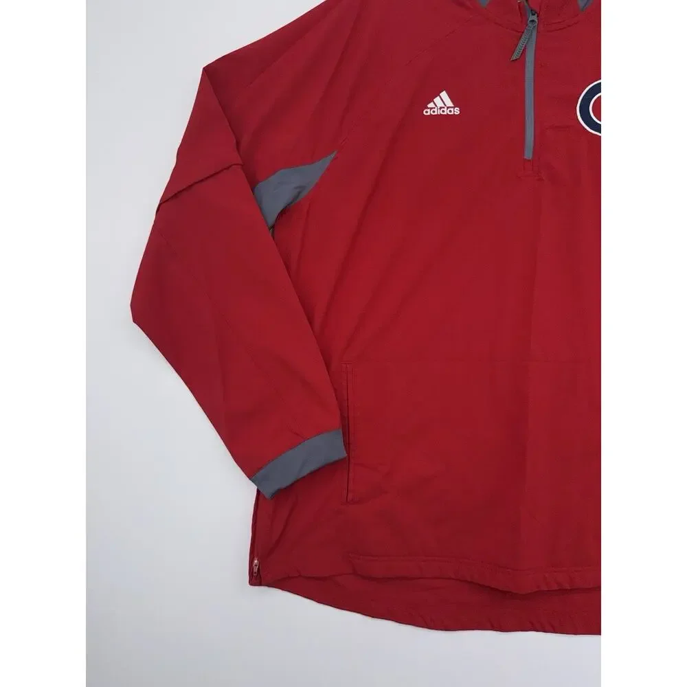 Chicago Cubs Adidas Jacket Men’s Large Red Windbreaker MLB Polyester Vented